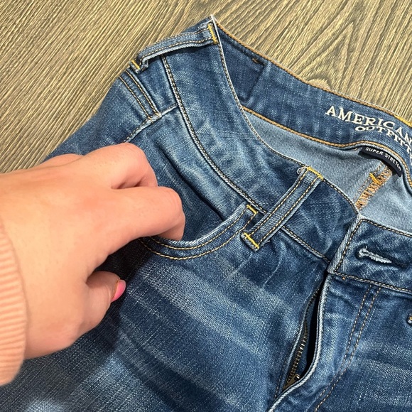 American Eagle Jeggings Jeans Pockets Super Stretch Denim Medium Wash Size 4 - Picture 5 of 11